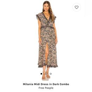 Size Medium Free People Milania Midi Dress Dark Combo